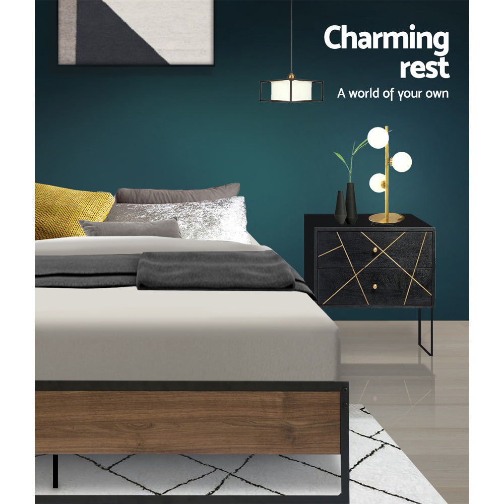 Artiss Bed Frame Metal Bed Frame Bed Base OSLO - Double MBED-C-OSLO-D-BK