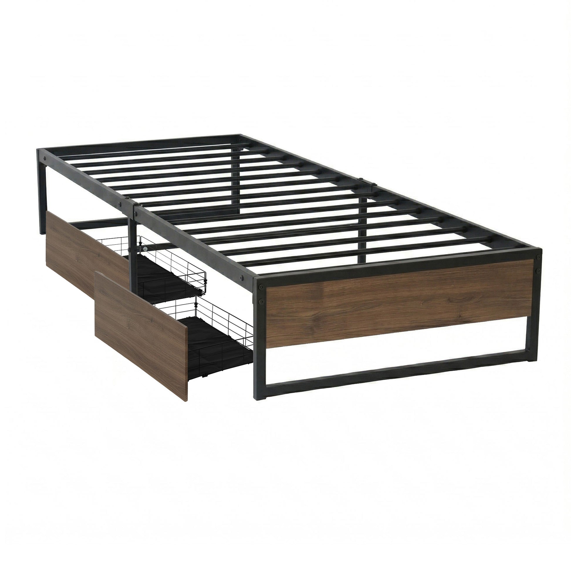 Artiss Bed Frame Metal Frame King Single Bed Base 2 Drawers OSLO MBED-C-OSLO-KS-DRAW