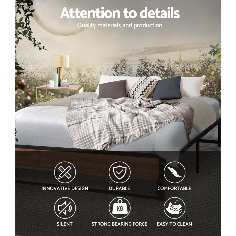 Artiss Bed Frame Metal Bed Frame Bed Base OSLO - Queen MBED-C-OSLO-Q-BK