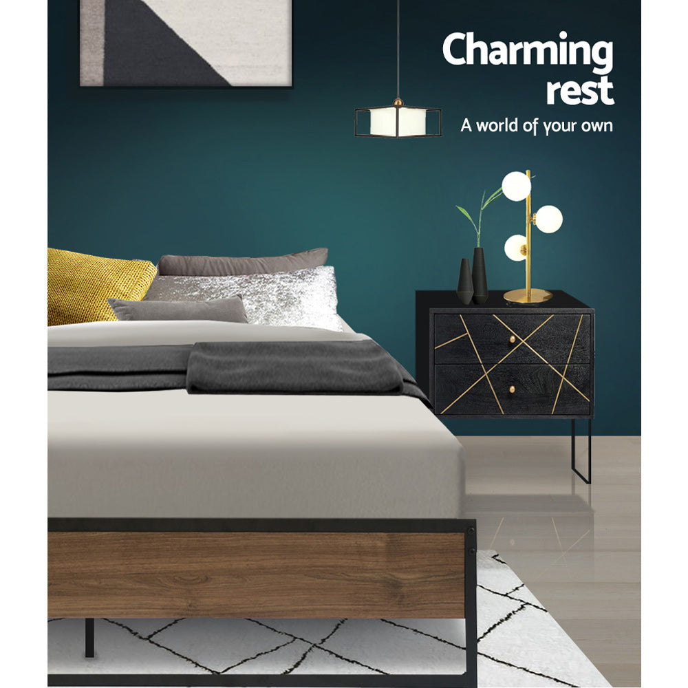 Artiss Bed Frame Metal Bed Frame Bed Base OSLO - Queen MBED-C-OSLO-Q-BK