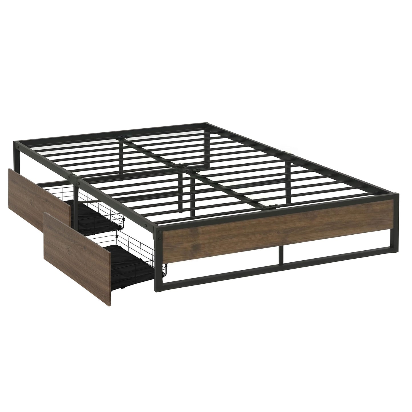 Artiss Bed Frame Metal Frame Queen Size Bed Base 2 Drawers OSLO MBED-C-OSLO-Q-DRAW