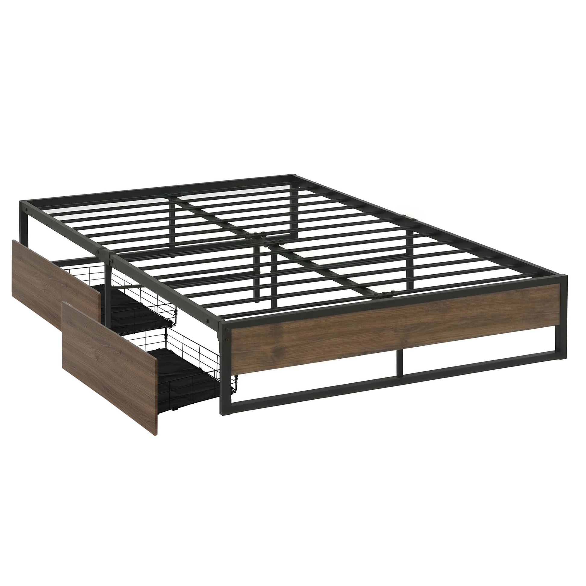 Artiss Bed Frame Metal Frame Queen Size Bed Base 2 Drawers OSLO MBED-C-OSLO-Q-DRAW
