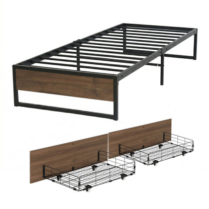 Artiss Bed Frame Metal Frame Single Bed Base 2 Drawers OSLO MBED-C-OSLO-S-DRAW