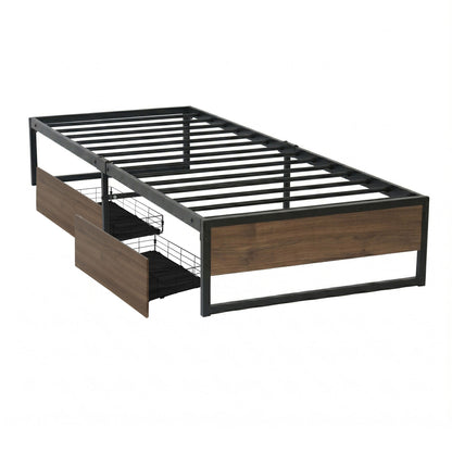 Artiss Bed Frame Metal Frame Single Bed Base 2 Drawers OSLO MBED-C-OSLO-S-DRAW