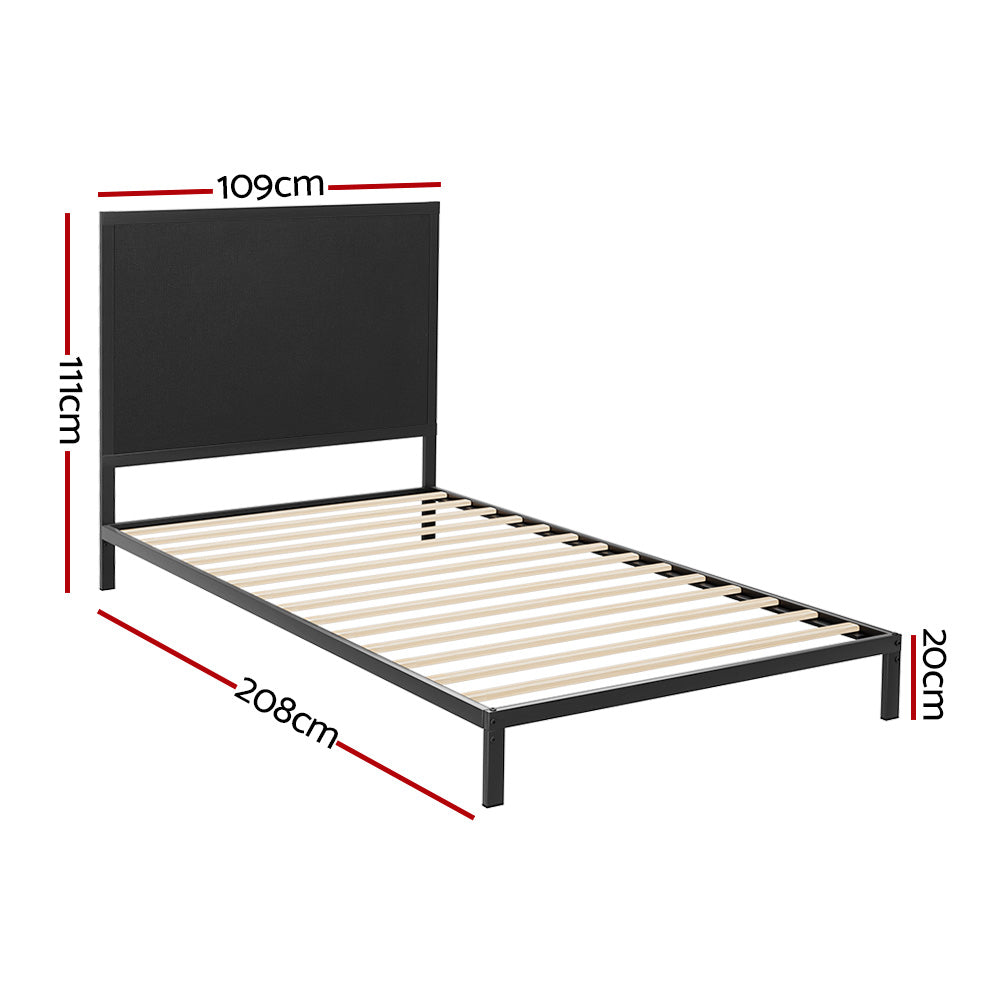 Artiss Bed Frame King Single Size Metal Frame PADA MBED-C-PADA-KS-BK-AB