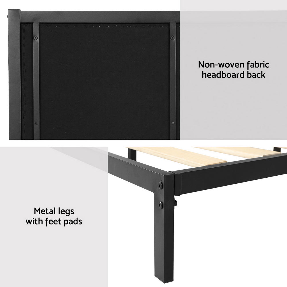 Artiss Bed Frame King Single Size Metal Frame PADA MBED-C-PADA-KS-BK-AB