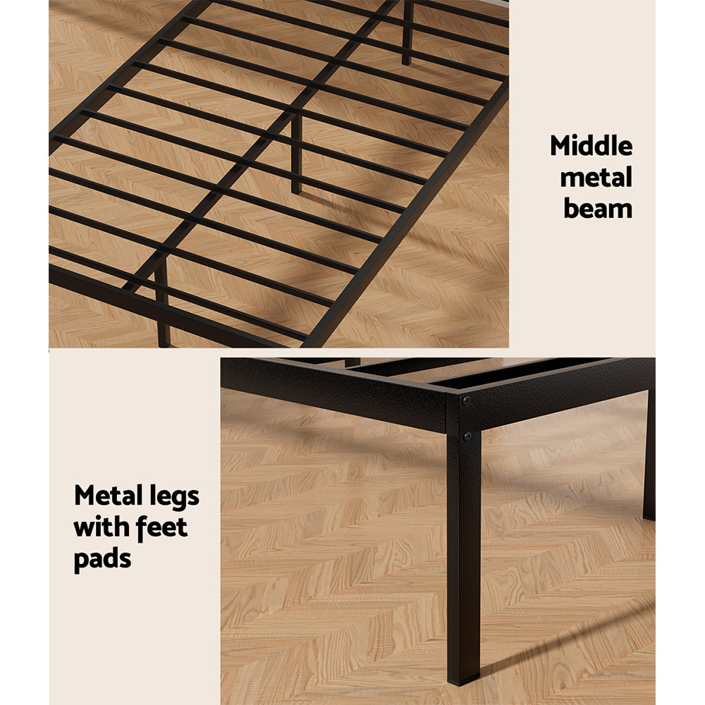Artiss Bed Frame King Single Size Metal Base Mattress Platform Foundation PAULA MBED-C-PAULA-KS-BK-AB