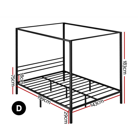 Artiss Bed Frame Double Size Metal Bed Frame POCHY MBED-C-POCHY-D-BK-AB