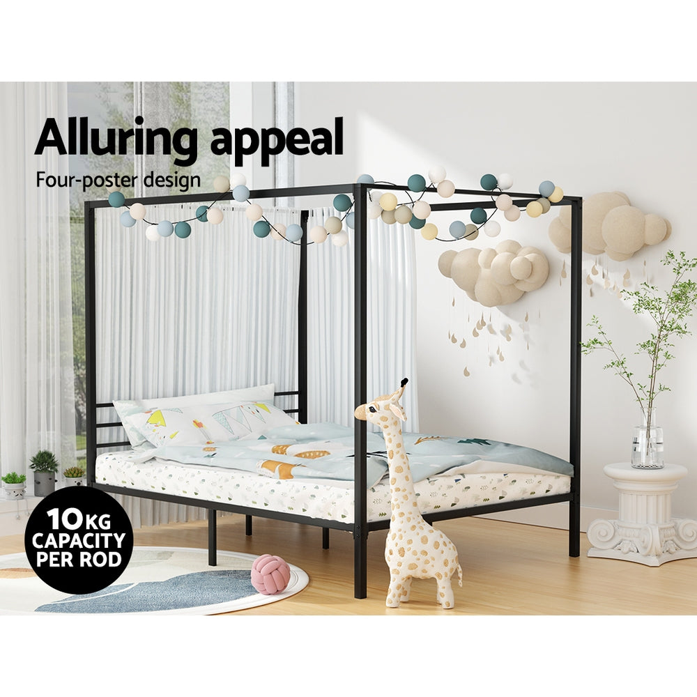Artiss Bed Frame Double Size Metal Bed Frame POCHY MBED-C-POCHY-D-BK-AB