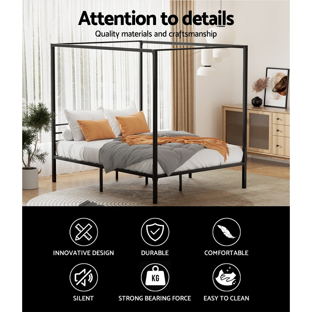 Artiss Bed Frame Queen Size Metal Bed Frame POCHY MBED-C-POCHY-Q-BK-AB