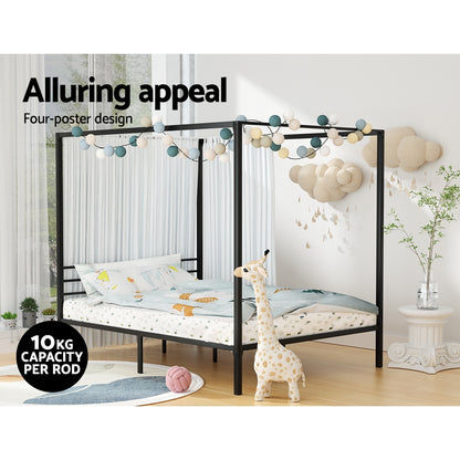 Artiss Bed Frame Queen Size Metal Bed Frame POCHY MBED-C-POCHY-Q-BK-AB