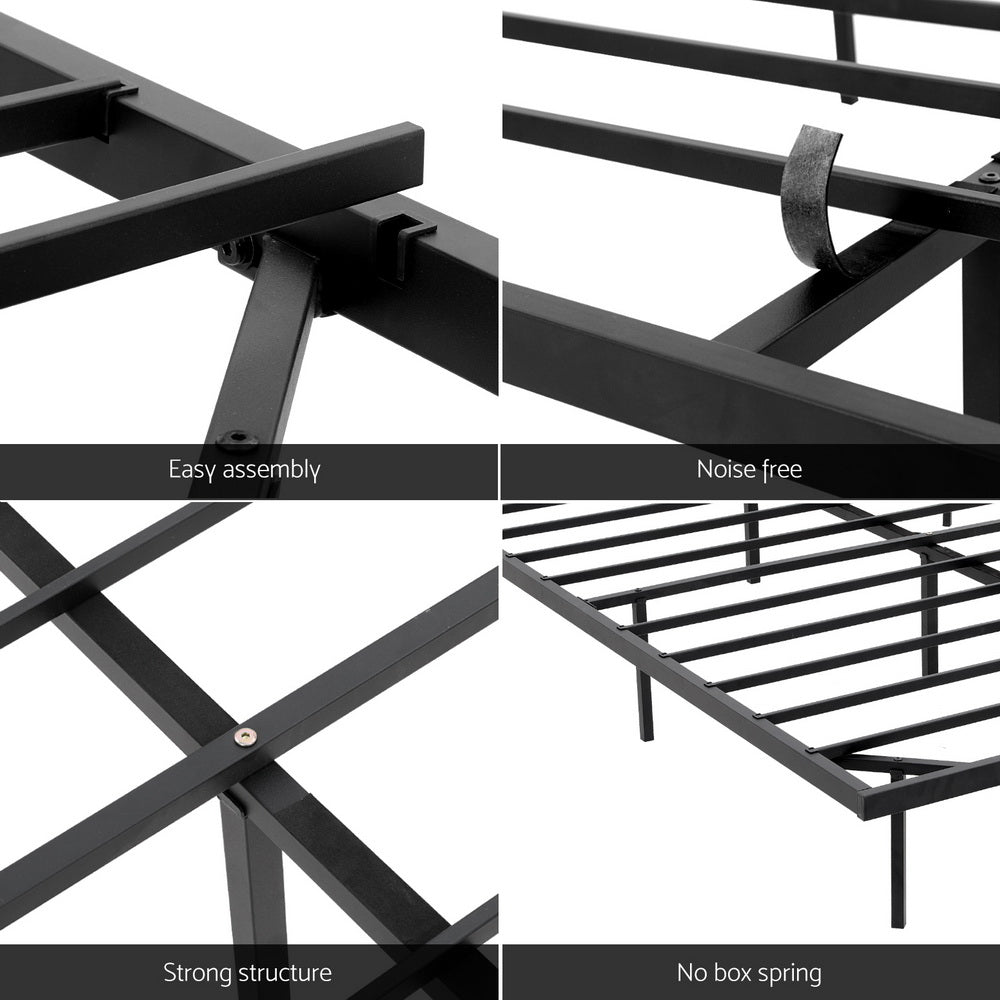 Artiss King Bed Frame,Floating Metal Bed Frame with Smart LED Lights - Sturdy Metal Platform Bed Base, Silent MBED-C-RAY-K