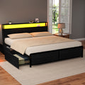 Artiss SKY Black King LED Storage Metal Bed Frame