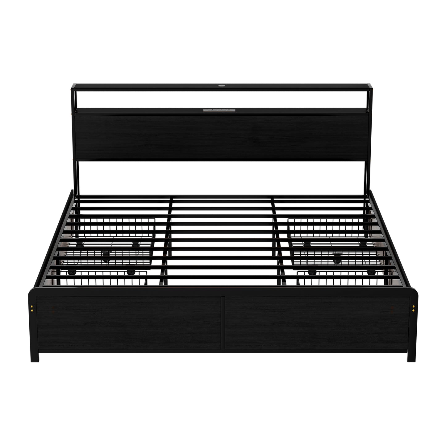 Artiss Metal Bed Frame King Size Storage Headboard Charge Station LED 4 Drawers MBED-C-SKY-K-ALBK-ABC