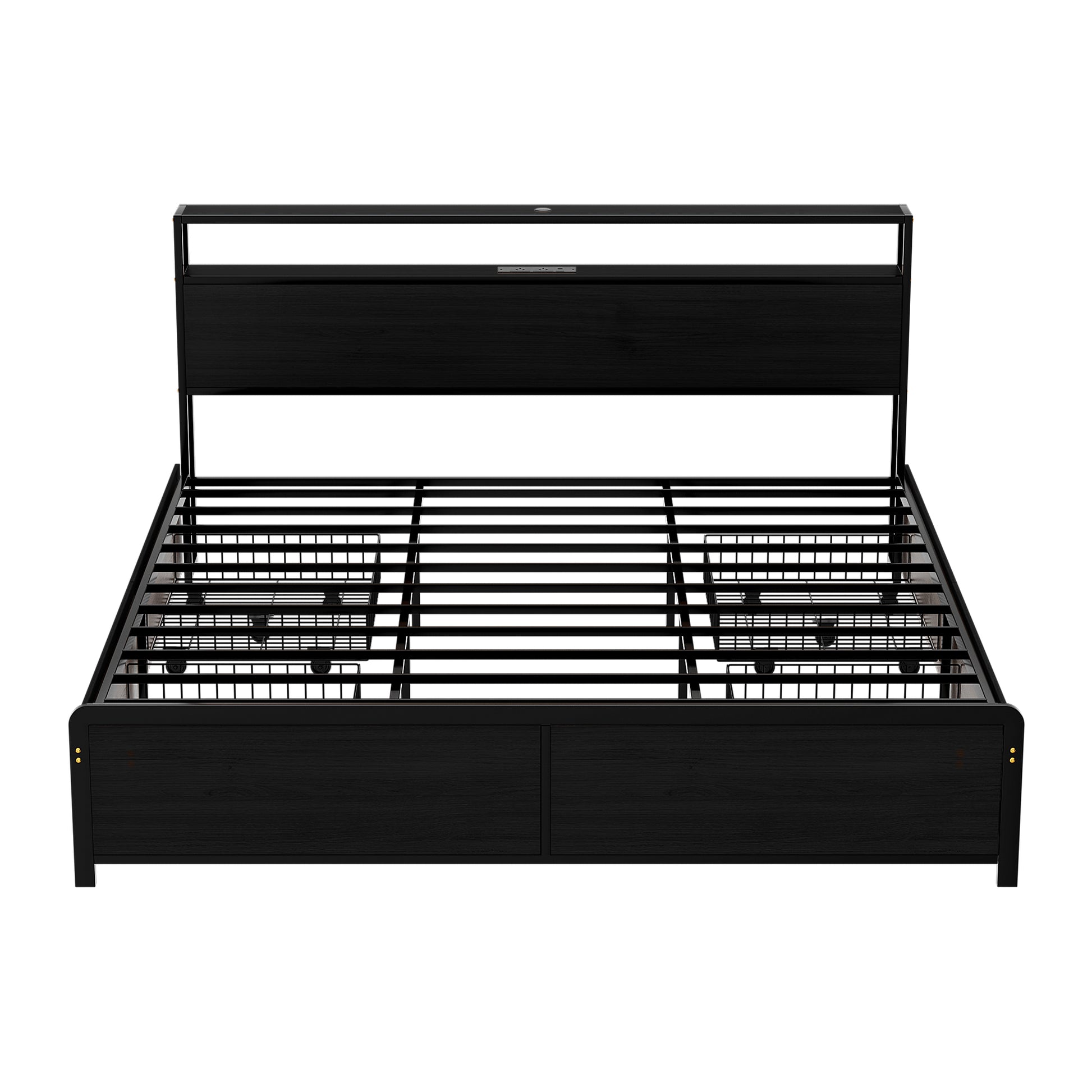 Artiss Metal Bed Frame King Size Storage Headboard Charge Station LED 4 Drawers MBED-C-SKY-K-ALBK-ABC