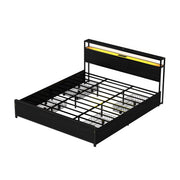 Artiss SKY Black King LED Storage Metal Bed Frame