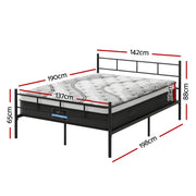 Artiss Bed Frame Double Metal Bed Frames SOL with Mattress MBED-C-SOL-0907-D