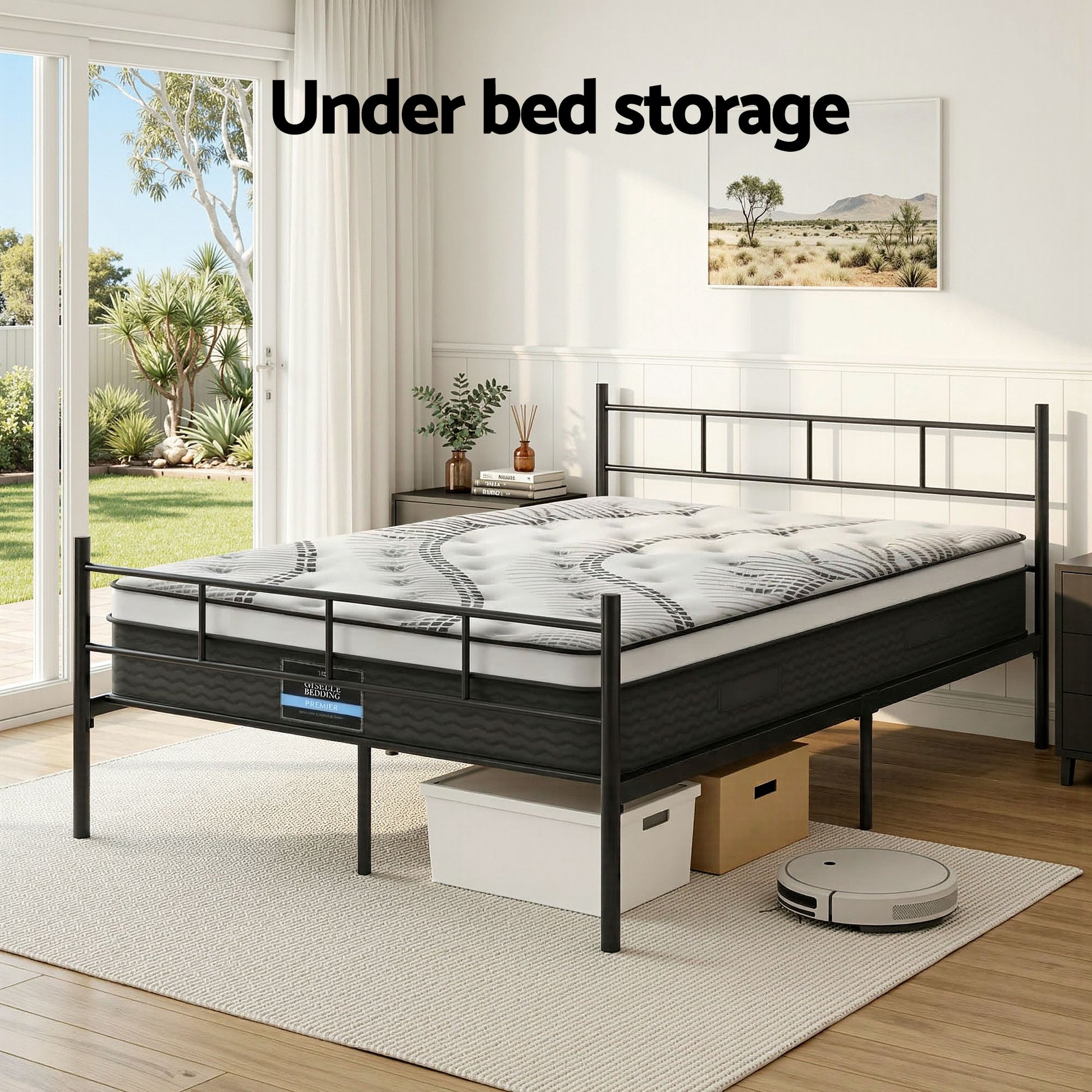 Artiss Bed Frame Double Metal Bed Frames SOL with Mattress MBED-C-SOL-0907-D