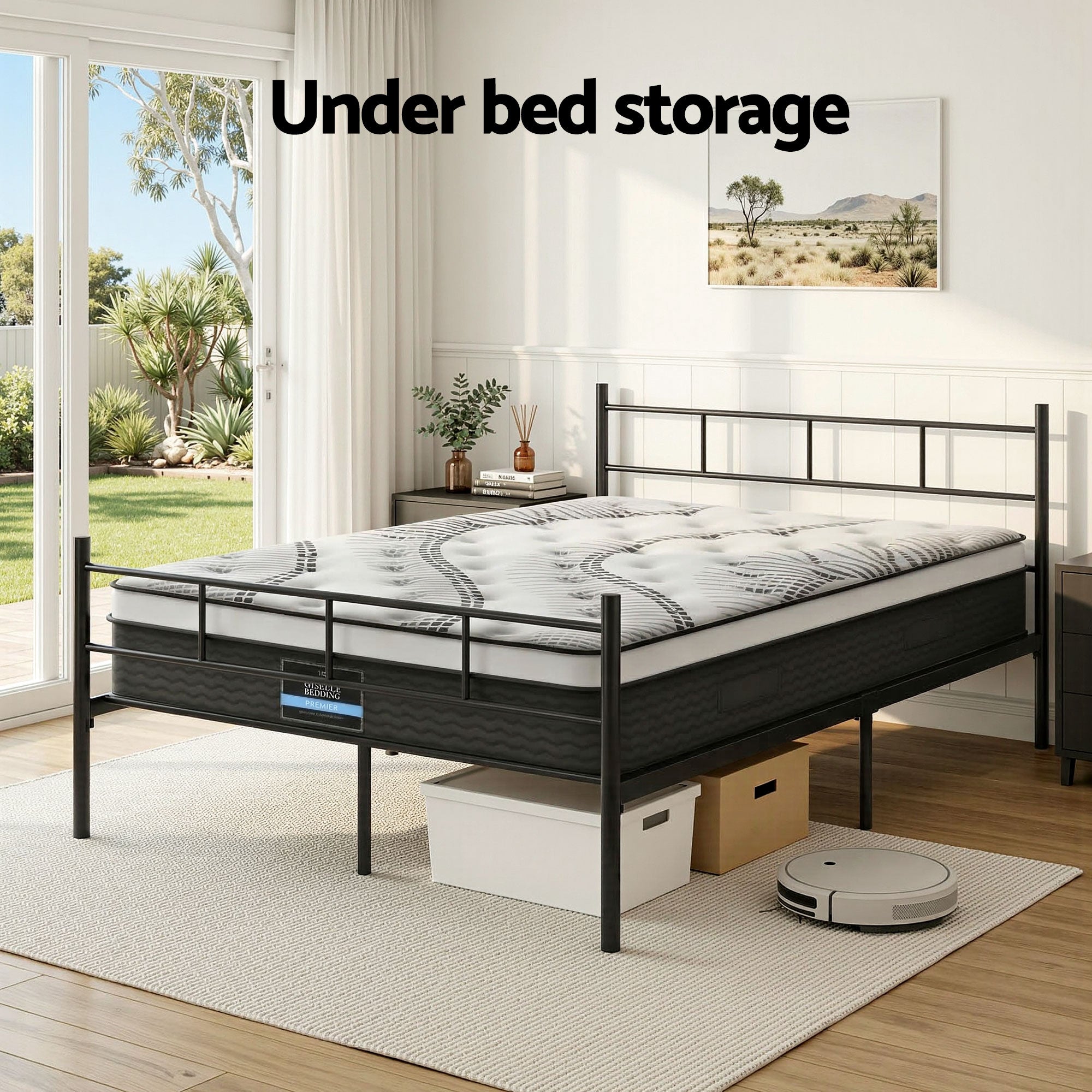 Artiss Bed Frame Double Metal Bed Frames SOL with Mattress MBED-C-SOL-0907-D