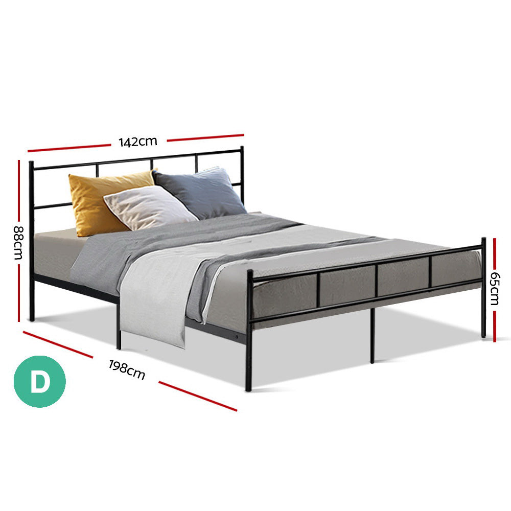 Artiss Bed Frame Double Metal Bed Frame SOL MBED-C-SOL-D-BK