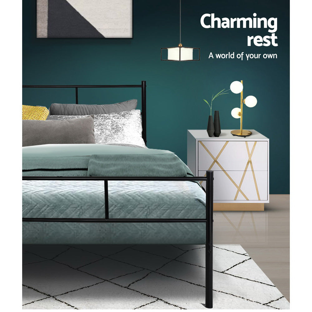 Artiss Bed Frame Double Metal Bed Frame SOL MBED-C-SOL-D-BK