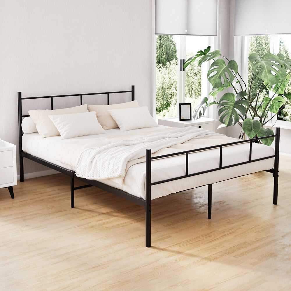 Artiss Bed Frame Double Metal Bed Frame SOL MBED-C-SOL-D-BK