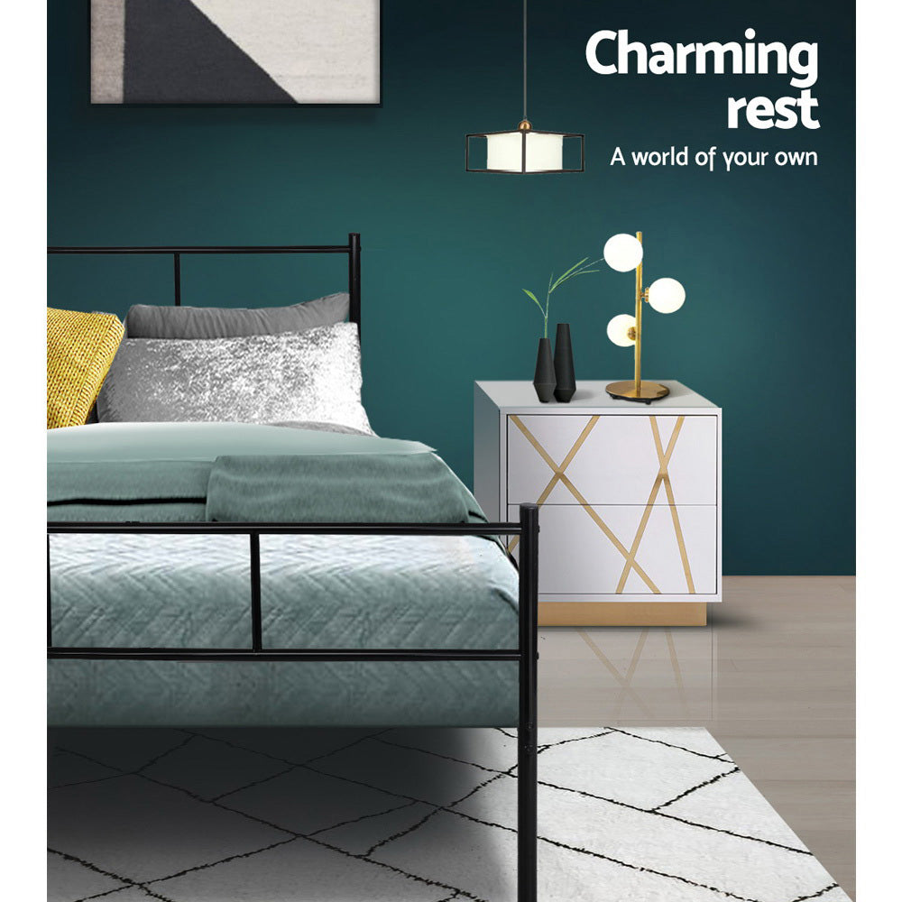 Artiss Bed Frame King Single Metal Bed Frame SOL MBED-C-SOL-KS-BK
