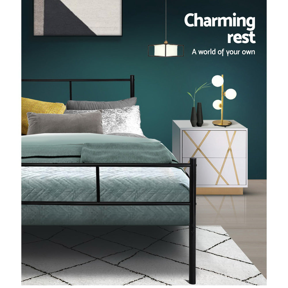 Artiss Bed Frame Queen Metal Bed Frame SOL MBED-C-SOL-Q-BK