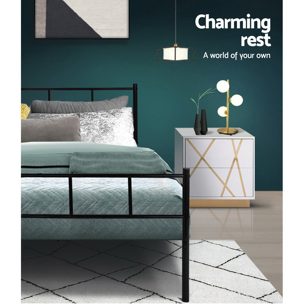 Artiss Bed Frame Single Metal Bed Frame SOL MBED-C-SOL-S-BK