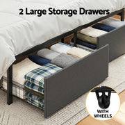 Artiss Metal Bed Frame Double Size with 2-Tier Hidden Storage with Charging Station