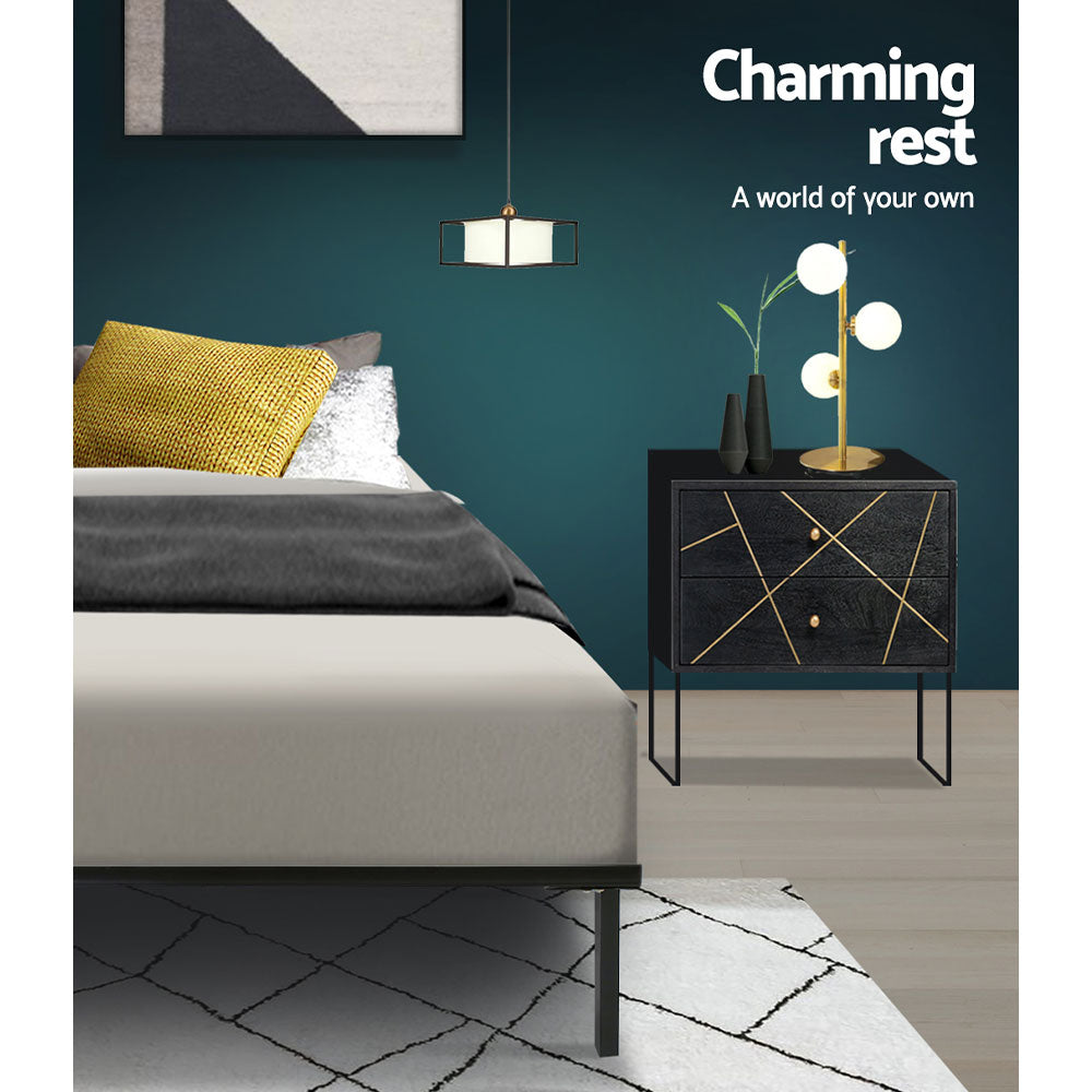 Artiss Bed Frame Double Size Metal Bed Frame TED MBED-C-TED-D-BK