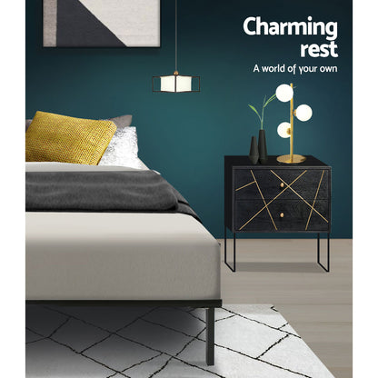Artiss Bed Frame Double Size Metal Bed Frame TED MBED-C-TED-D-BK