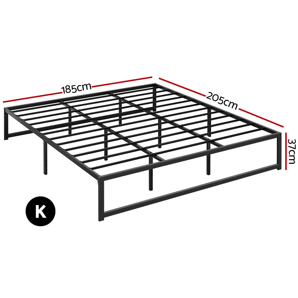 Artiss TINO Black King Metal Bed Frame MBED-C-TINO-K-BK