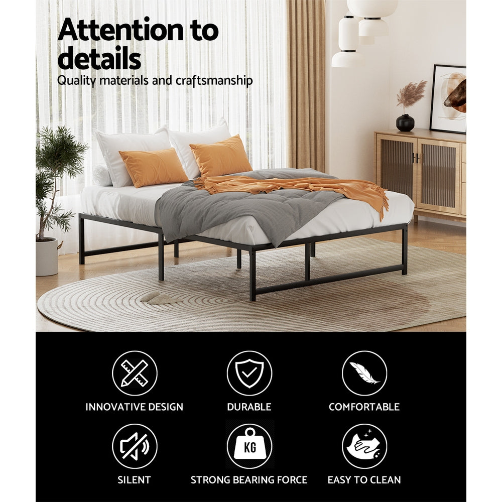 Artiss Bed Frame Queen Size Metal Bed Frame TINO MBED-C-TINO-Q-BK