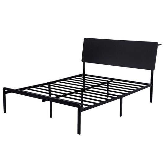 Artiss Bed Frame Queen Size LED Metal Bed Base with Charging Station LAN MBED-D-LAN-Q-BK-AB