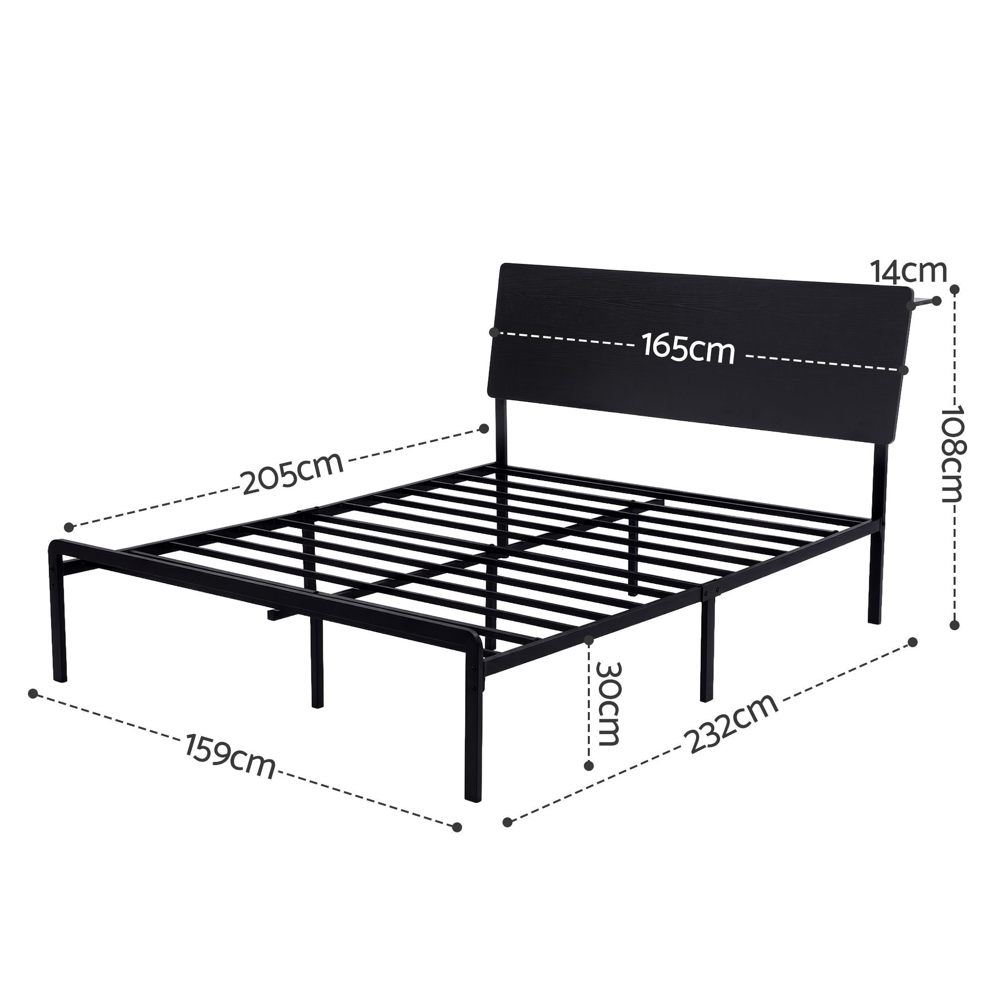 Artiss Bed Frame Queen Size LED Metal Bed Base with Charging Station LAN MBED-D-LAN-Q-BK-AB