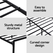 Artiss Bed Frame Queen Size LED Metal Bed Base with Charging Station LAN MBED-D-LAN-Q-BK-AB