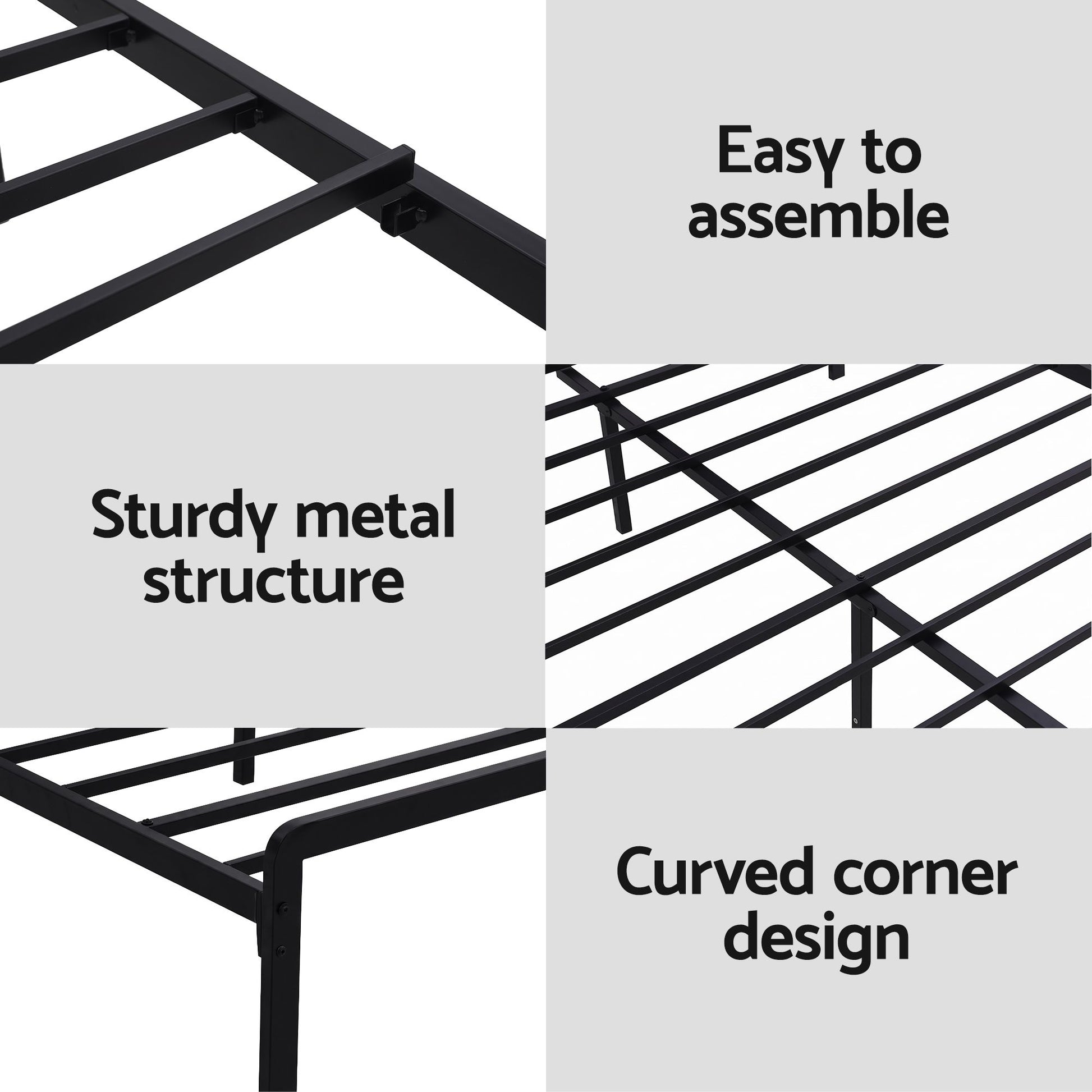 Artiss Bed Frame Queen Size LED Metal Bed Base with Charging Station LAN MBED-D-LAN-Q-BK-AB
