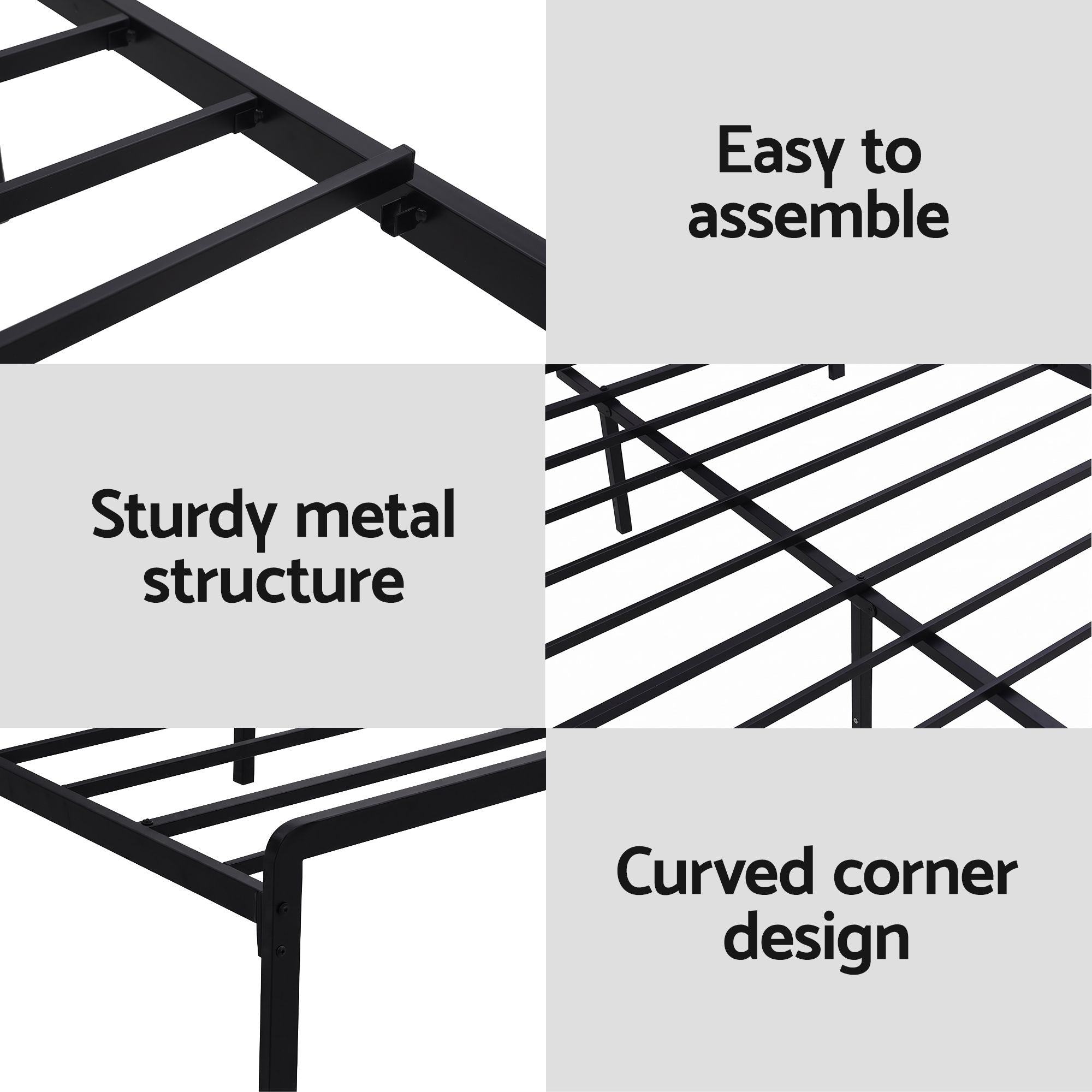 Artiss Bed Frame Queen Size LED Metal Bed Base with Charging Station LAN MBED-D-LAN-Q-BK-AB
