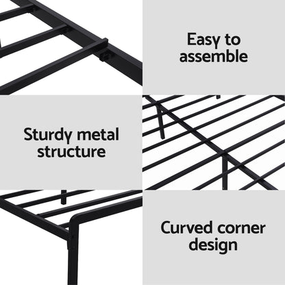 Artiss Bed Frame Queen Size LED Metal Bed Base with Charging Station LAN MBED-D-LAN-Q-BK-AB