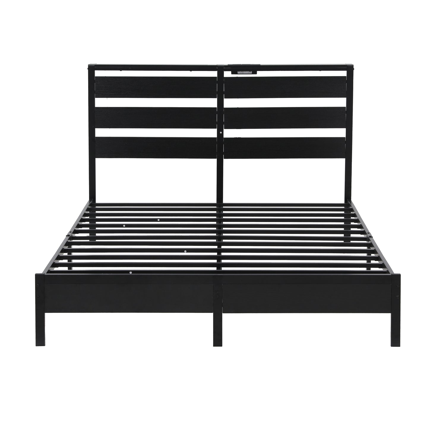 Artiss Bed Frame Queen Size LED Metal Bed Base with Charging Station MBED-D-POR-Q-BK-AB