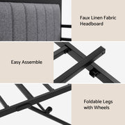 Artiss Bed Frame King Single LED Metal Trundle Daybed with Charging Station TURN