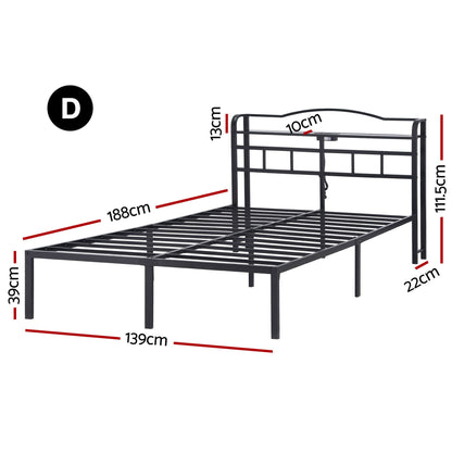 Artiss Bed Frame Double Size with Charging Station WAVE MBED-D-WAVE-D-BK-AB