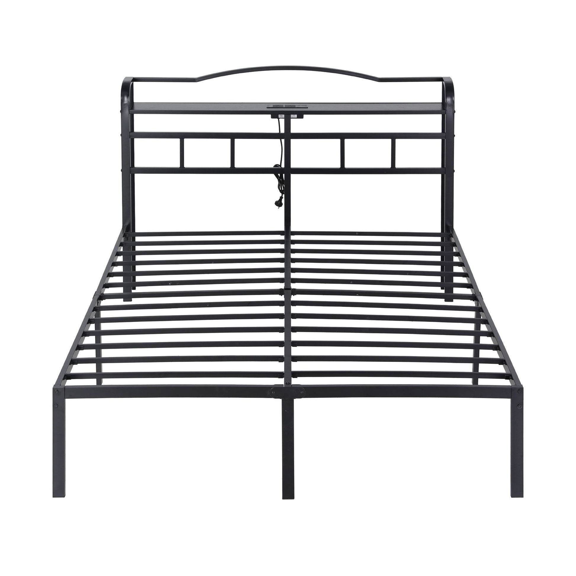Artiss Bed Frame Double Size with Charging Station WAVE MBED-D-WAVE-D-BK-AB