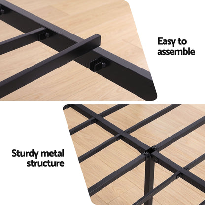 Artiss Bed Frame Double Size with Charging Station WAVE MBED-D-WAVE-D-BK-AB