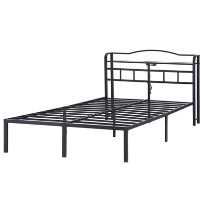 Artiss Bed Frame Queen Size with Charging Station WAVE MBED-D-WAVE-Q-BK-AB