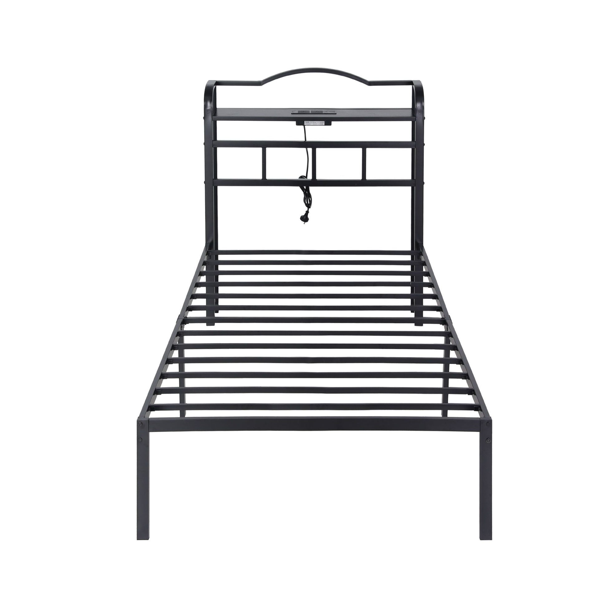 Artiss Bed Frame Single Size with Charging Station WAVE MBED-D-WAVE-S-BK