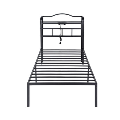 Artiss Bed Frame Single Size with Charging Station WAVE MBED-D-WAVE-S-BK