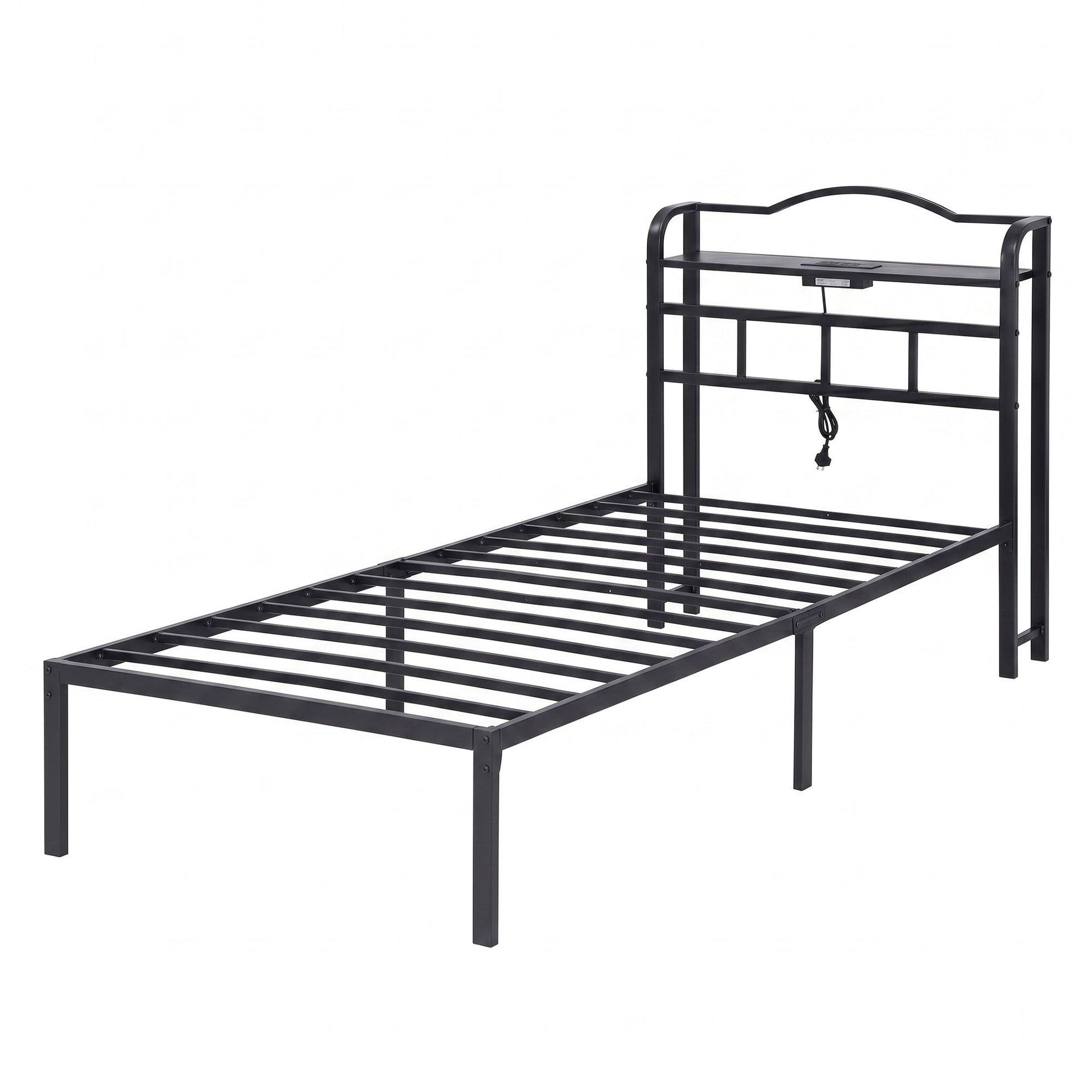 Artiss Bed Frame Single Size with Charging Station WAVE MBED-D-WAVE-S-BK