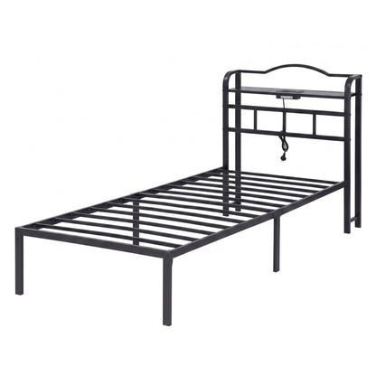 Artiss Bed Frame Single Size with Charging Station WAVE MBED-D-WAVE-S-BK